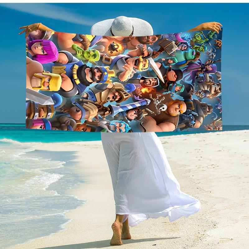 Ultra-Soft Beach Towel with Clash Royale Theme,Ideal for Pool - Camping, Diving - Perfect Travel Essential, Vibrant Beach Towel.