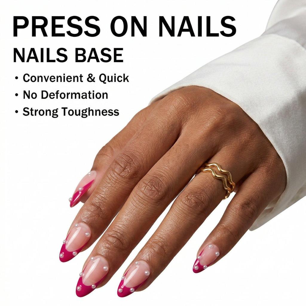 Hochwertige tragbare künstliche Nägel im Mandel-Nude-French-Stil – mittellange und lange Nagelspitzen