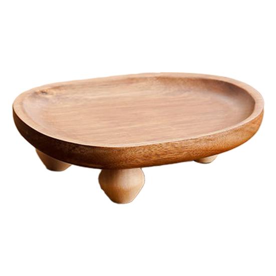 Wooden Display Tray Small Round Rustic Serving Platter Candle Holder Jewelry Tray Farmhouse Modern Home Decor