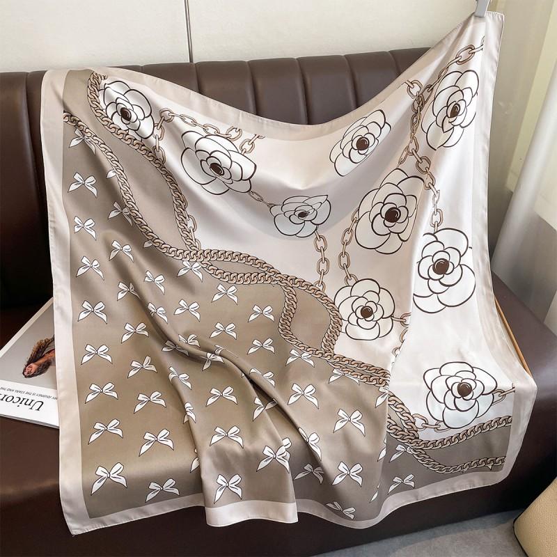 Lightweight 90x90cm Square Scarf Women Navy Style Sun Protection Silk-Like Feel Wear Chic Versatile Accessory