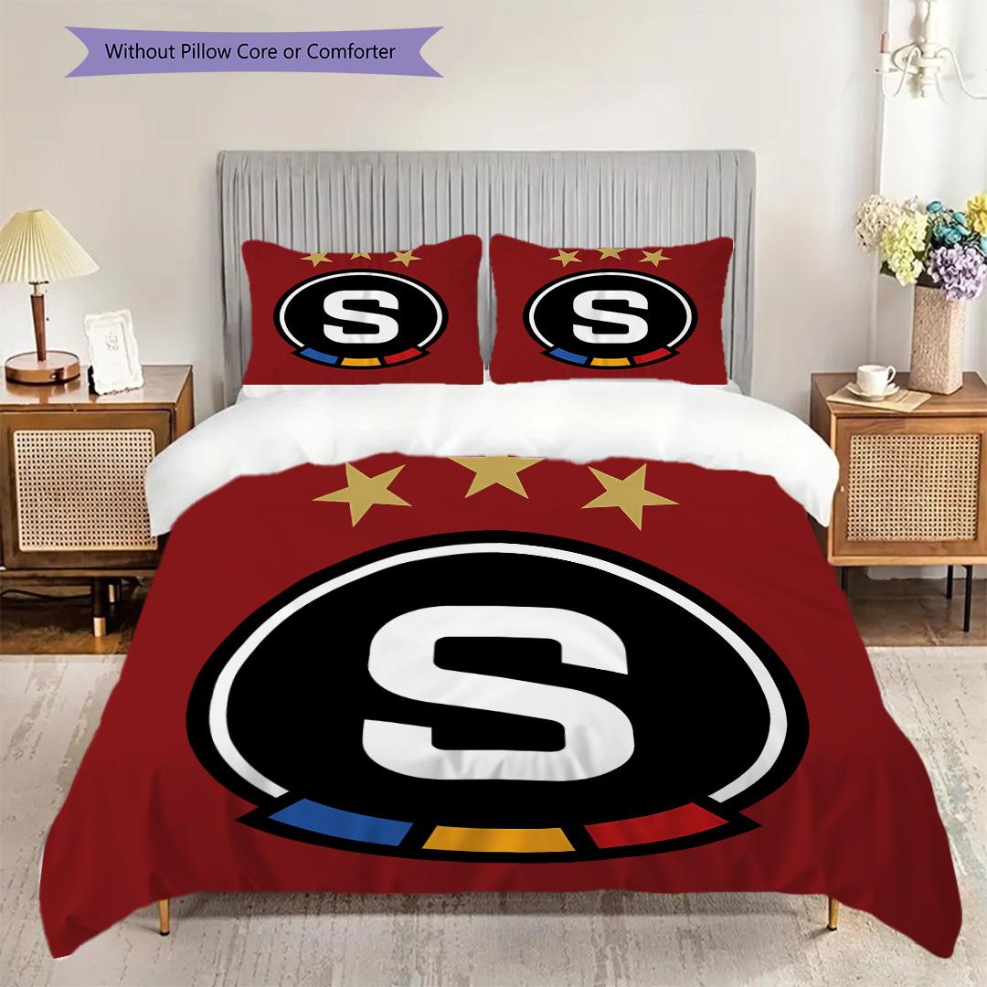 

AC Sparta Praha Pattern Bedding Quilt Set Quilt Cover Pillowcase Home Decoration Birthday Gift (1 * duvet cover + 2 * pillowcase, without core) 155x200cm