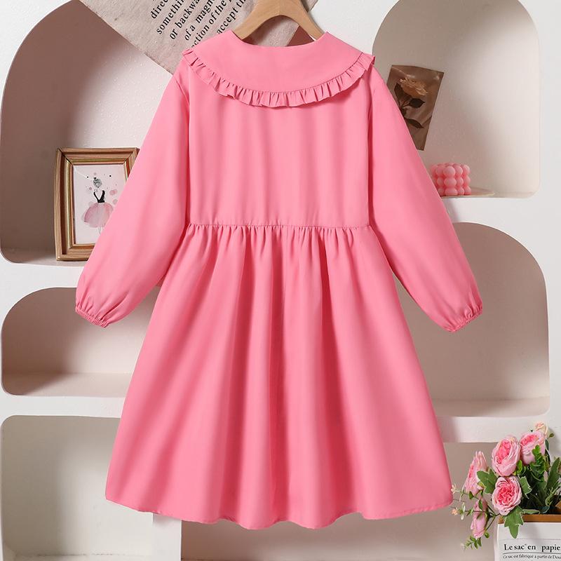 Girls' Fashionable Dress Autumn Children's Bow, Sweet Baby Collar Long-sleeved Princess Dress