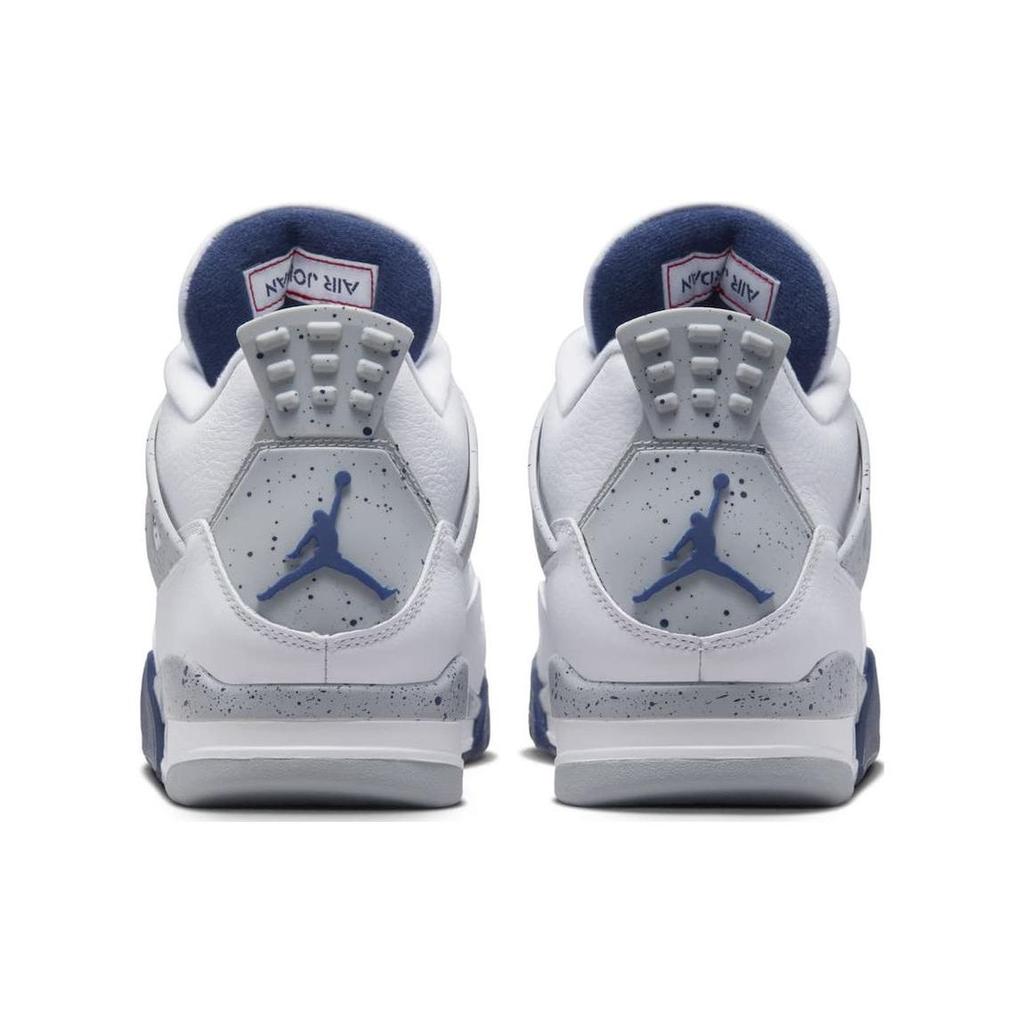 Air Jordan 4 Retro Midnight Navy Unisex Αθλητικά Παπούτσια Λευκό Ανοιχτό-Γκρι-Καπνίς Κόκκινο-Φωτιά DH6927-140