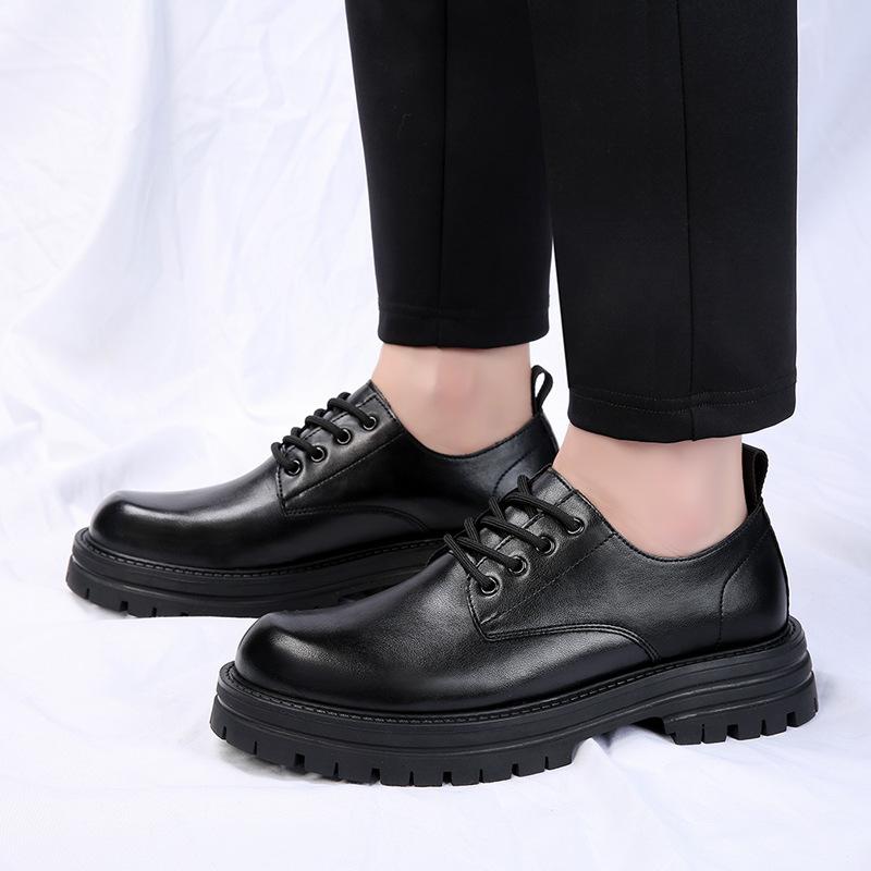 Derby shoes 2025 new autumn low-top Martin boots men's platform heightening versatile breathable business casual leather shoes