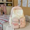 Süßer Nylon-Rucksack für Damen – Kawaii Stern & Punkt Muster Schultasche mit mehreren Taschen und verstellbaren Trägern, Perfekt für den täglichen Gebrauch