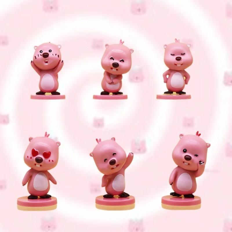 Cute Pink Beaver Figure 2nd Generation Blind Box Pvc Toy Car Desk Decor Gift For Girls