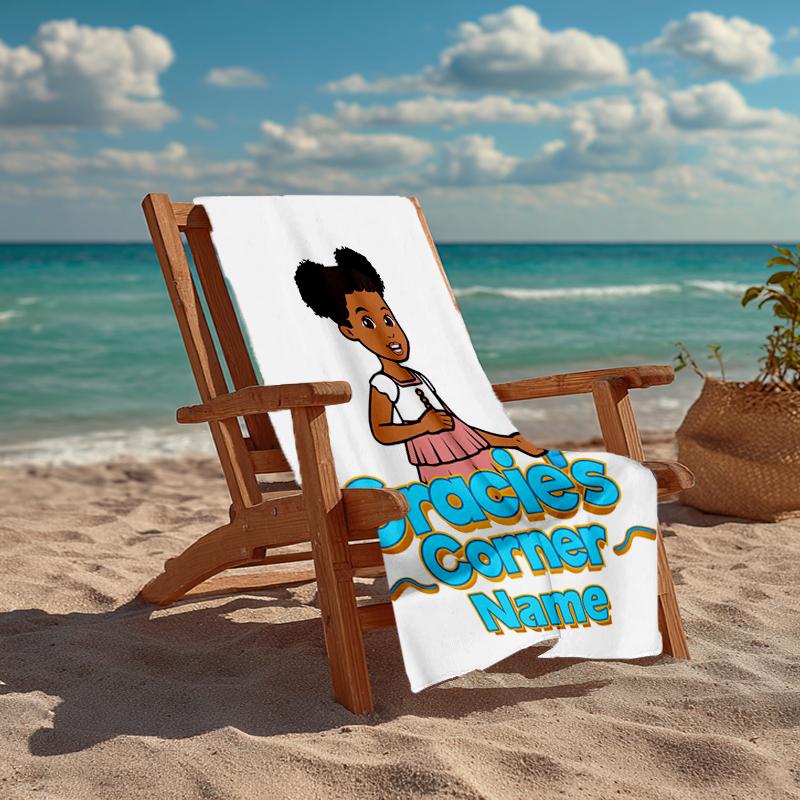 Custom Name Ultra-Soft Beach Towel with Gracie's Corner Theme,Ideal for Pool - Camping, Diving - Perfect Travel Essential, Vibrant Beach Towel.