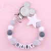 Newest Custom Personalized Name Pacifier Clips Handmade Beech Chains Silicone Beads Holder Soother Baby Teething Toys Chew  Gift