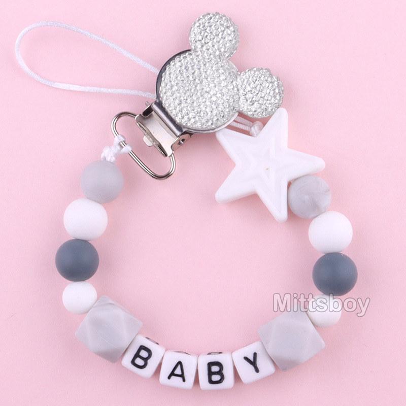 Newest Custom Personalized Name Pacifier Clips Handmade Beech Chains Silicone Beads Holder Soother Baby Teething Toys Chew Gift