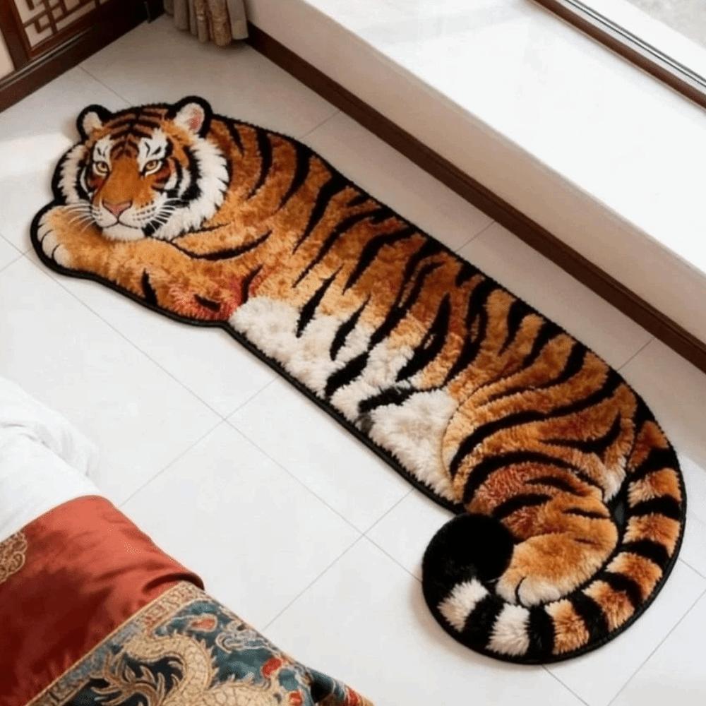 2D Flat Tiger Doormat Water-absorbing Bedside Rug Unique Bedroom Carpet  Home Decor