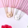 4 Piece Four Leaf Clover Stitching Necklace Magnet Stone BFF Friendship Heart Pendant Chain Choker Necklace Jewelry