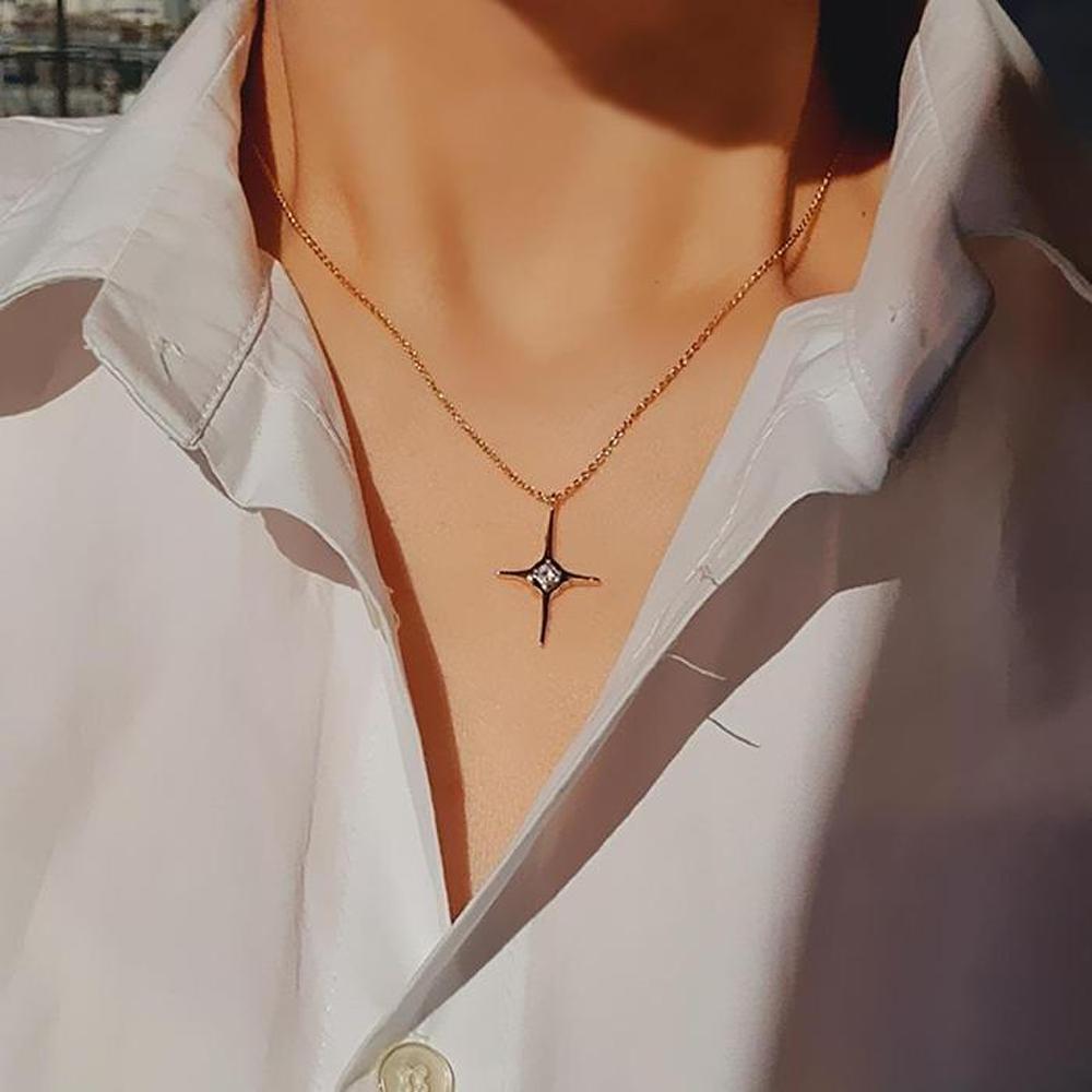 Women's Cross Point Cross Silver Gold Necklace (10414207)