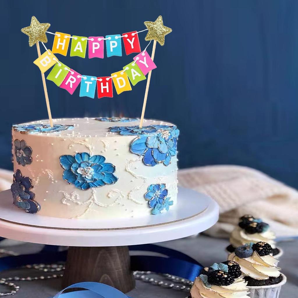 1pc, Rainbow Cake Decoration 15pcs Top Flag, Colorful Rainbow Cake Birthday Party Decoration