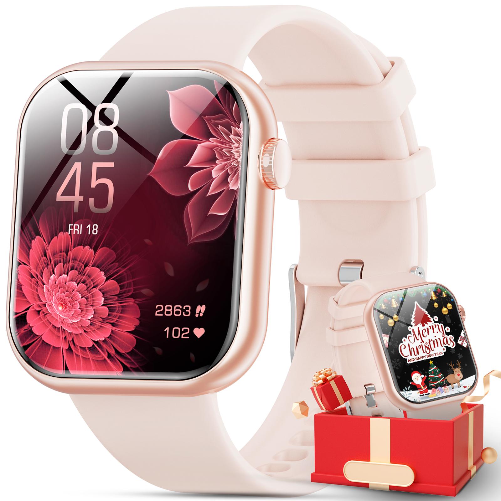 

Женские и мужские умные часы со 100 спортивными режимами/вызовами по Bluetooth, водонепроницаемый фитнес-трекер IP67, трекер движения 1.85 розовый