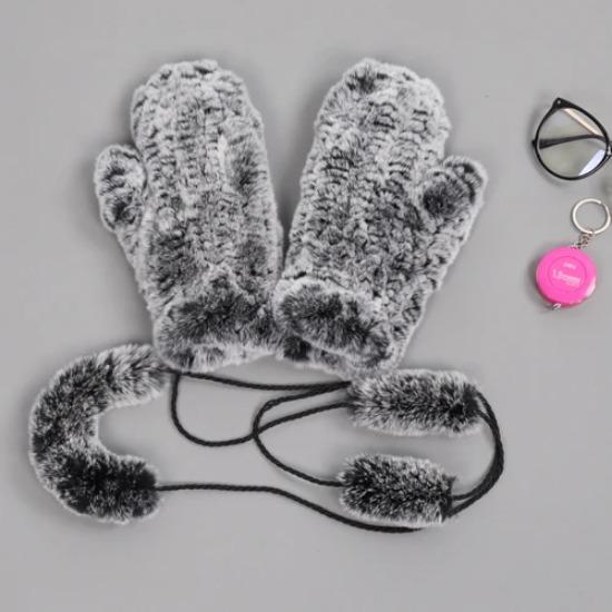 

Hot Sale Natural Real Rex Rabbit Fur Gloves Good Elastic Women Winter Knitted Real Rabbit Fur Mittens Outdoor Genuine Fur Gloves