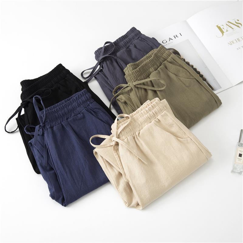 Herrenhose aus Baumwolle und Leinen, Sommer, dünner Stil, neue lässige Haren-Hosen, lockere gerade Hose, Arbeitskleidung