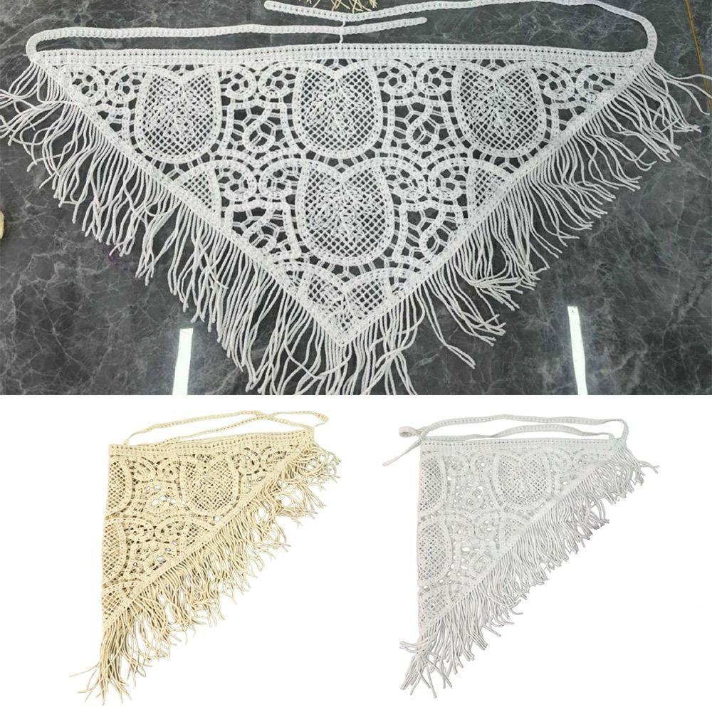 Bohemian Knitted Fringed Flap Hollowing Out Ethnic Style Triangle Back Flap Hand-knitted Multifunctional