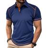 Men’s Polo T-shirt Cotton Short Sleeves Color Block Slim Fit Shirts Turn-down Collar Button Pullovers Spring Summer Casual Wear