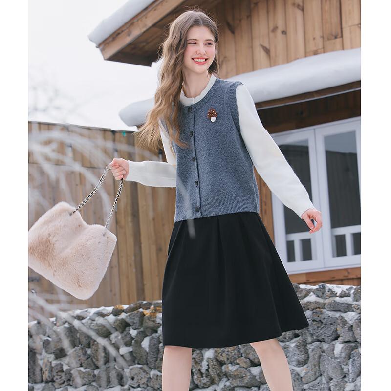 Betu Women's High-Waist Corduroy A-Line Skirt