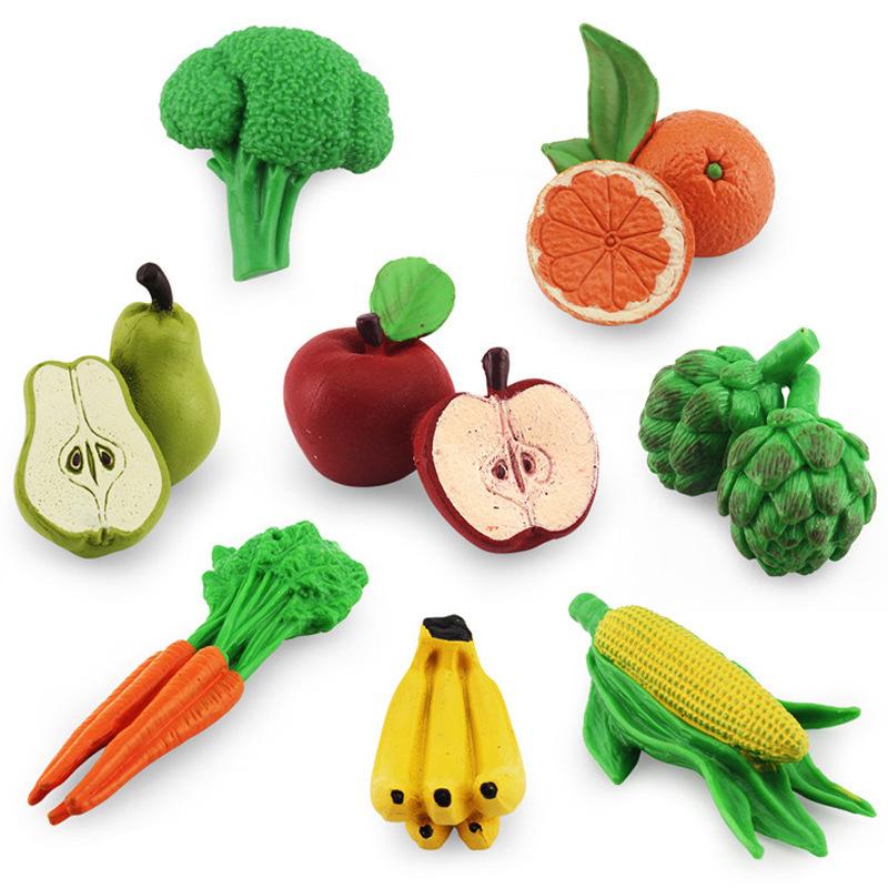 Simulation Fruit And Vegetable Set Apple Orange Banana Carrot Corn Broccoli Model Toy