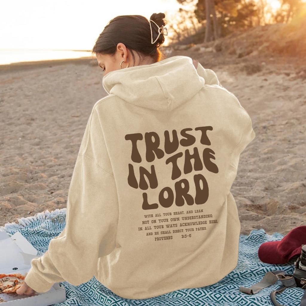 Autumn And Winter Women'S Shoulder Sleeves Trendy Brand Tm Letter Print Hooded Loose Fleece Sweater