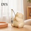 Modern Desktop Plant Holder Leisure Fishing Frog/Cat/Panda/Bear Statue Ornaments, Clear Mini Vases Miniature Cute Animal Ornaments Figurines