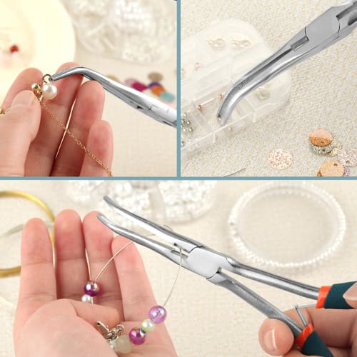 LEONTOOL Mini Long Tip Nose Pliers, Extra Fine, Mini Micro, Bent Nose Pliers, Side-Bent, Long, Needle Remover Pliers, Tweezers, Lead Pliers, Needle No