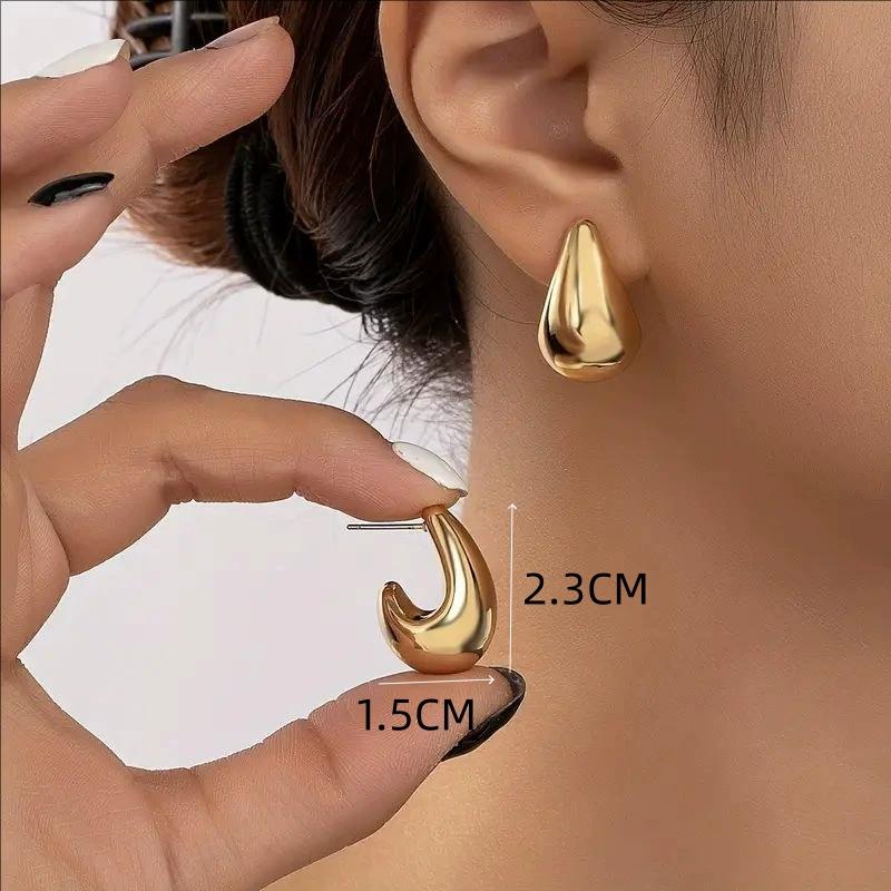 Hyperbole Long Water Droplet Flower Wing Round Wave Square Shell Golden Pendant Earrings for Women CCB Smooth Creative Jewelry