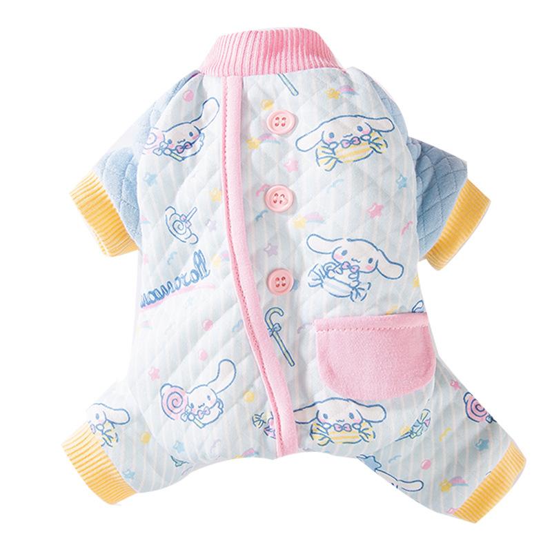 Big-eared dog joint cat clothes cartoon full print warm into kitten four-legged cotton-padded clothes dog pet clothing