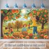2D Farm Themed Decor Tapestry Children Picking Oranges Themed Wall Hanging