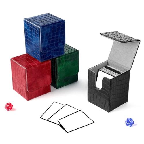 DeeRace Card Deck Box, Premium PU Leather Gaming Card Deck Storage Box, Green