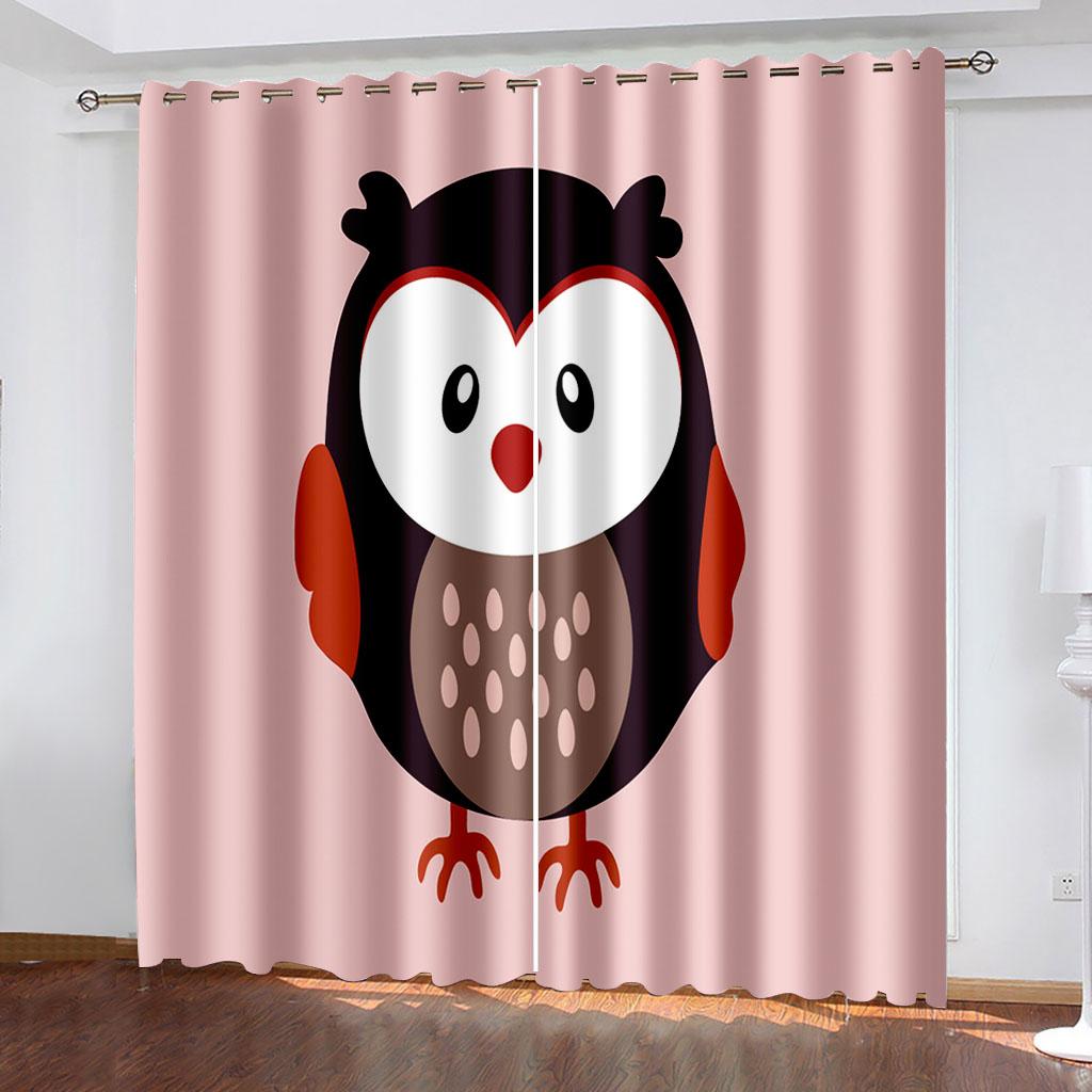 

Мультяшные тканые шторы с принтом совы, две независимые шторы слева и справа, светонепроницаемые шторы для спальни 132cmx160cm