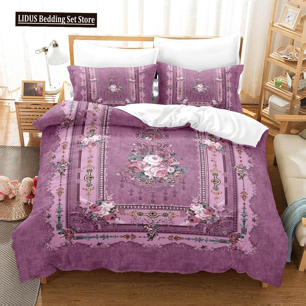 Flower Duvet Cover Set Colourful Flower 3D Print King Queen Full Size Polyester Comforter Cover With Pillowcases For Girl Kid