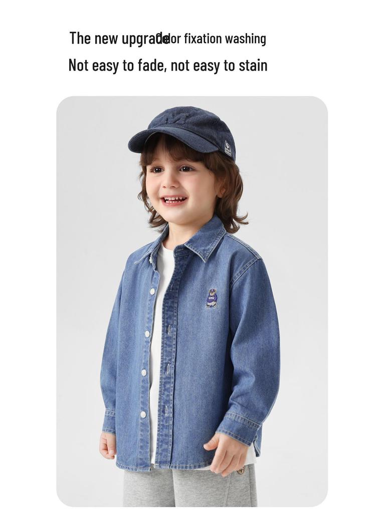 2026 Boys' European Denim Shirt Jacket - New Spring/Autumn Kids' Trendy Clothing