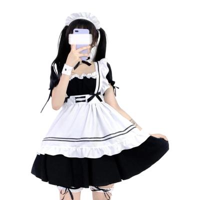 Formemory Maid Costume Cosplay Costume for Cute White and Perfect for Maid Cultural School Club and Moe Moe Lace Dress and Size Set, Beginners, Black,