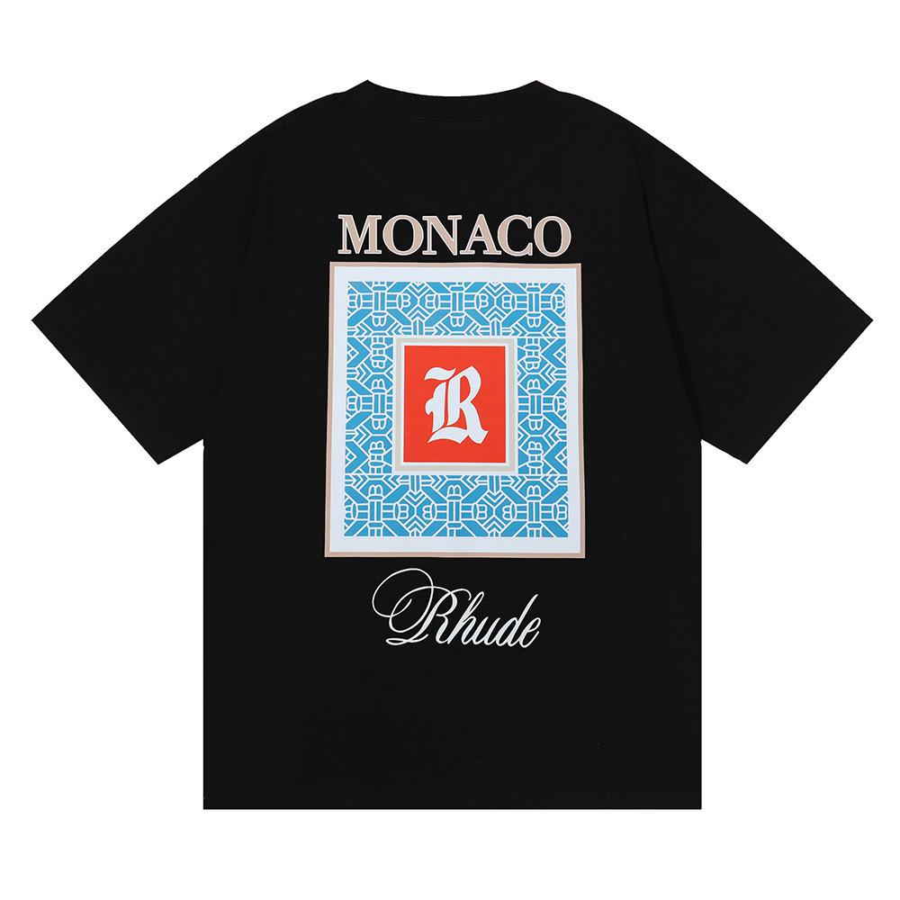 Grenzüberschreitende europäische und amerikanische Trendmarke RHUDE Marokko Mikro-Label gedrucktes kurzärmeliges T-Shirt für Männer und Frauen Paare High Street locker