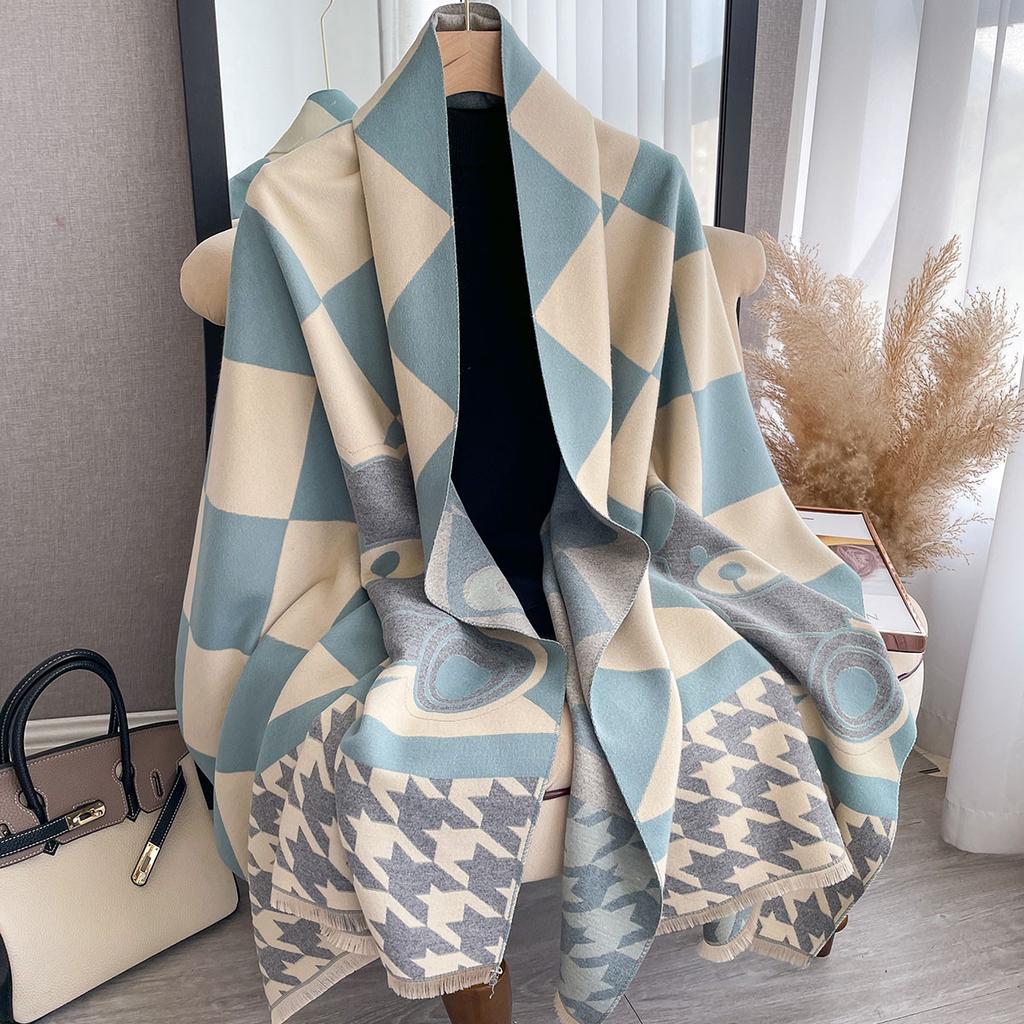 Luxury Winter Cute Cashmere Scarf Women Design Thick Pashmina Blanket Warm Shawl Wrap Neckerchief With Tassel Poncho Stoles