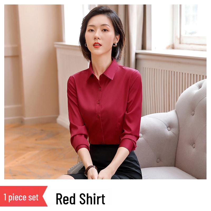 2025 Women's Non-Iron Long-Sleeve Slim Fit Business Shirt - Autumn Professional Micro-Elastic Workwear