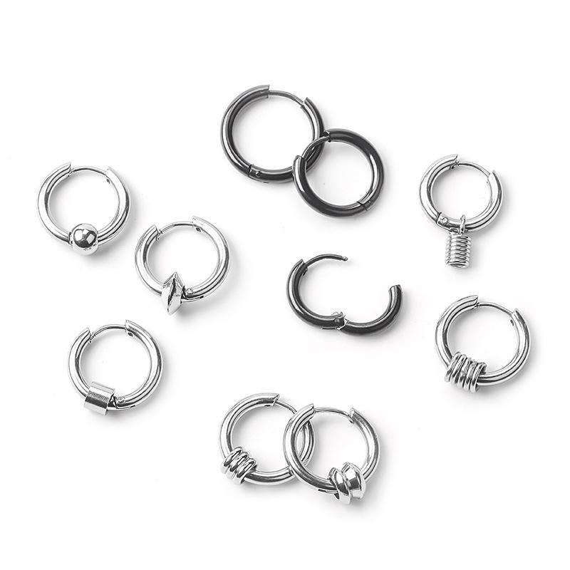 Trendy Hip-Hop Punk Stainless Steel Men's Ear Clip Earrings