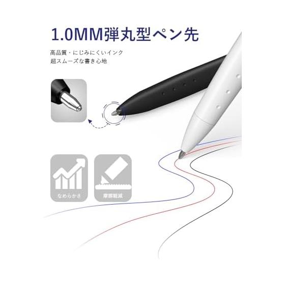 STAGEEK 3-Color Oil-Based Ballpoint Pens 1.0mm 3-Pack Black Blue Red Smooth Writing & Smudge-Resistant