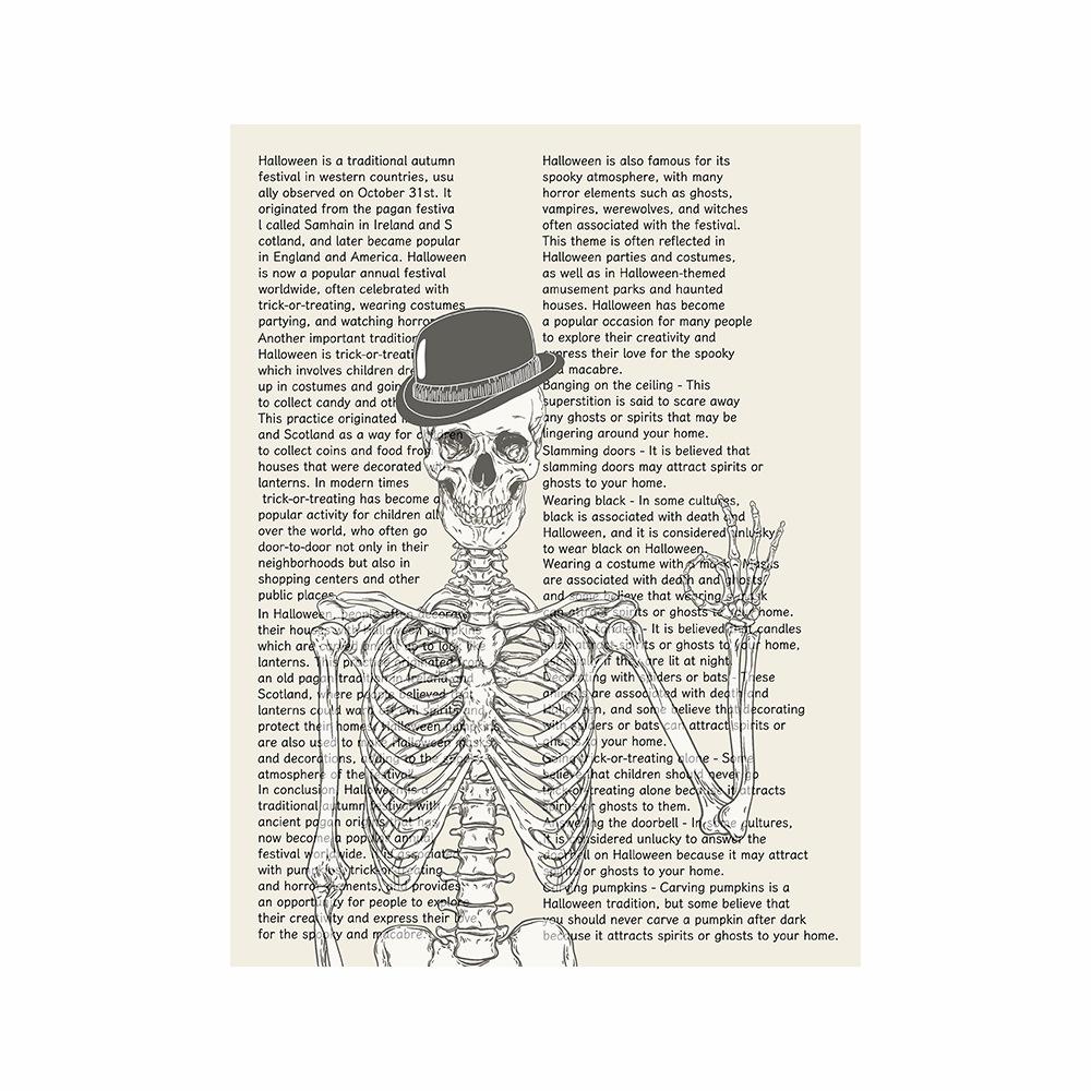 Pittura su Tela Zucca di Halloween Testa Strega Scheletro Pipistrello Quotidiano Inglese Pittura Decorativa Nordica per Soggiorno Casa