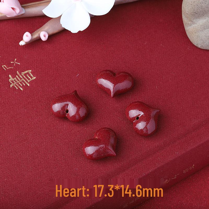 Purple Gold Sand Small Heart-Shaped Cinnabar DIY Accessory