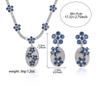 European & American Style Women's Zircon Necklace & Flower Pendant Clavicle Chain Earring Set