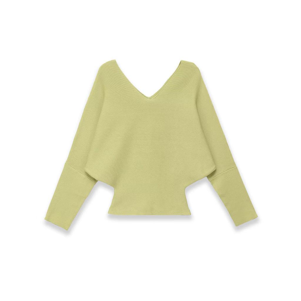 Spring 2026 Women's Fashion: European & American Style V-Neck Long Sleeve Knitwear, Solid Color, Simple Design.