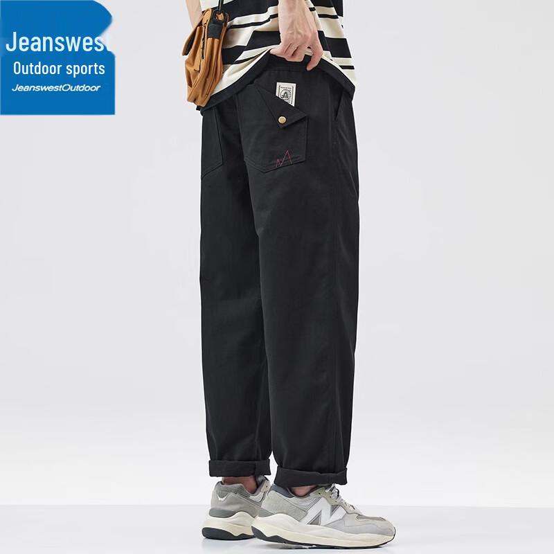 Pánské outdoorové sportovní ležérní kalhoty Jeanswest s rovnými nohavicemi a pracovním střihem