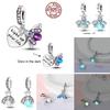 Charms Beads 925 Sterling Copper Pink Butterfly Luminous Firefly Chameleon Heart Charm Fit Original Bracelet DIY Holiday Zircon