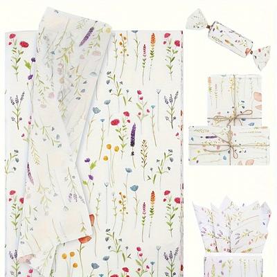 50 stuks Lavendel Zijdepapier, 20x14 inch, Zijdepapier met Wildebloemenprint, Decoratief Zijdepapier voor Lente Bruiloft Cadeauverpakking