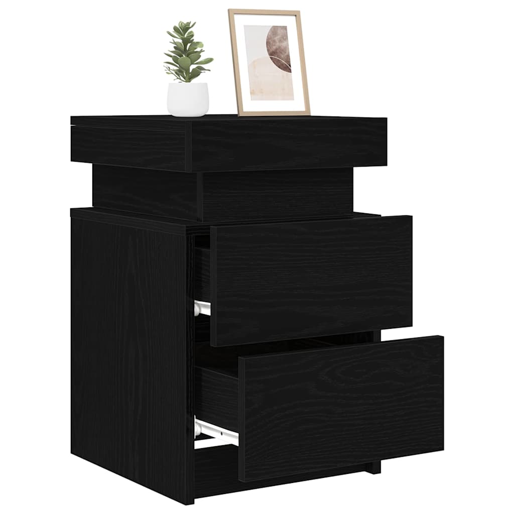 Nightstand Black Oak Effect 35 x 39 x 55 cm Engineered Wood