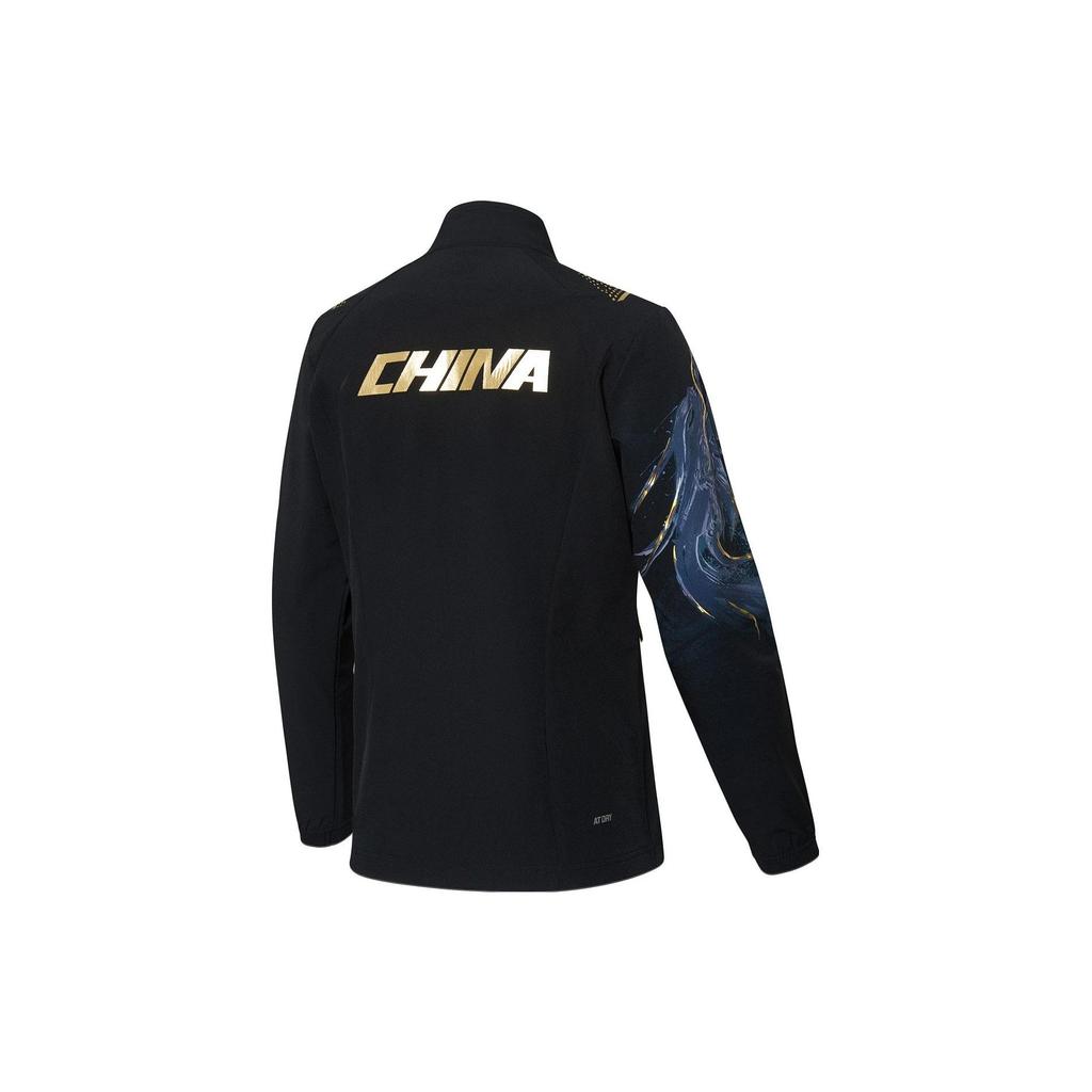Li Ning Table Tennis Series Printed Logo Zip-Up Jacket Women jackets Black AYYR438-2