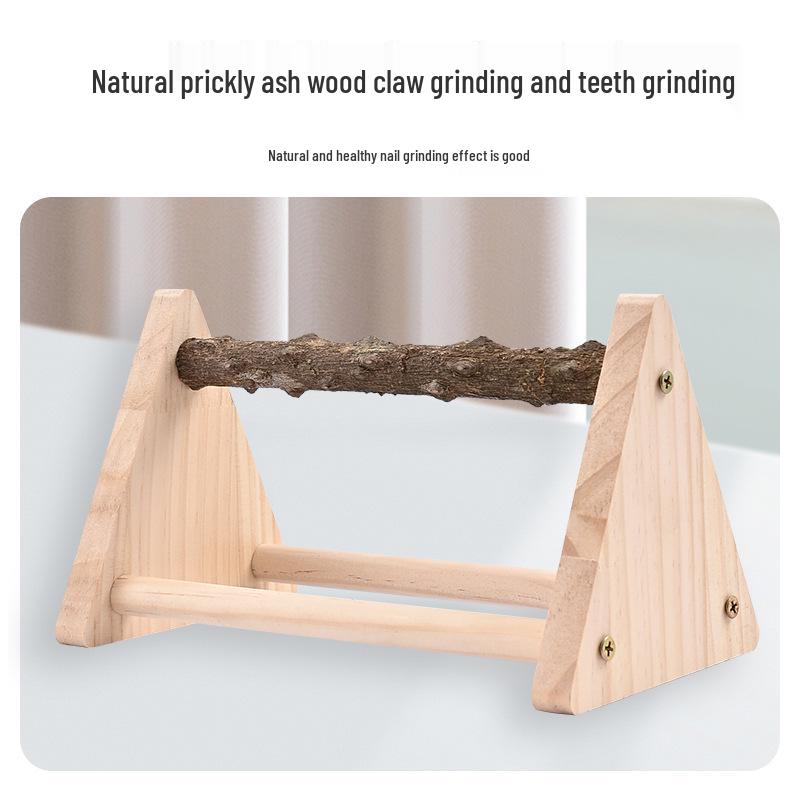 Bird Training Perch: Parrot Desktop Stand with Prickly Ash and Solid Wood for Beak and Claw Grinding